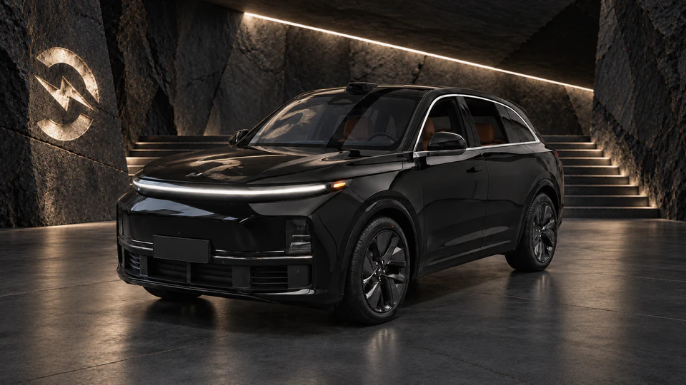 Li Auto L7, вид спереди в три четверти, в студии Электроатласа