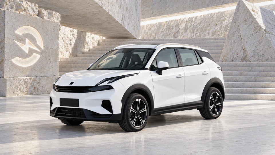 Lynk & Co 06, вид спереди в три четверти, в студии Электроатласа