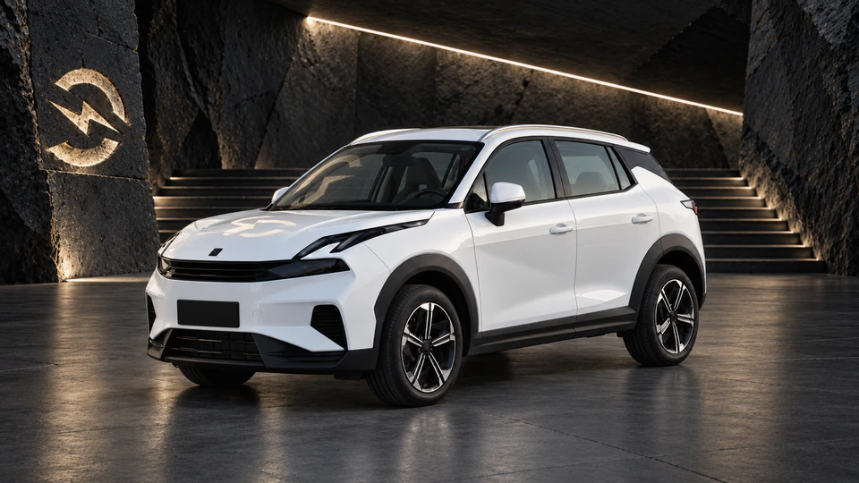 Lynk & Co 06, вид спереди в три четверти, в студии Электроатласа