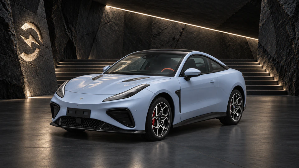 Neta GT, вид спереди в три четверти, в студии Электроатласа