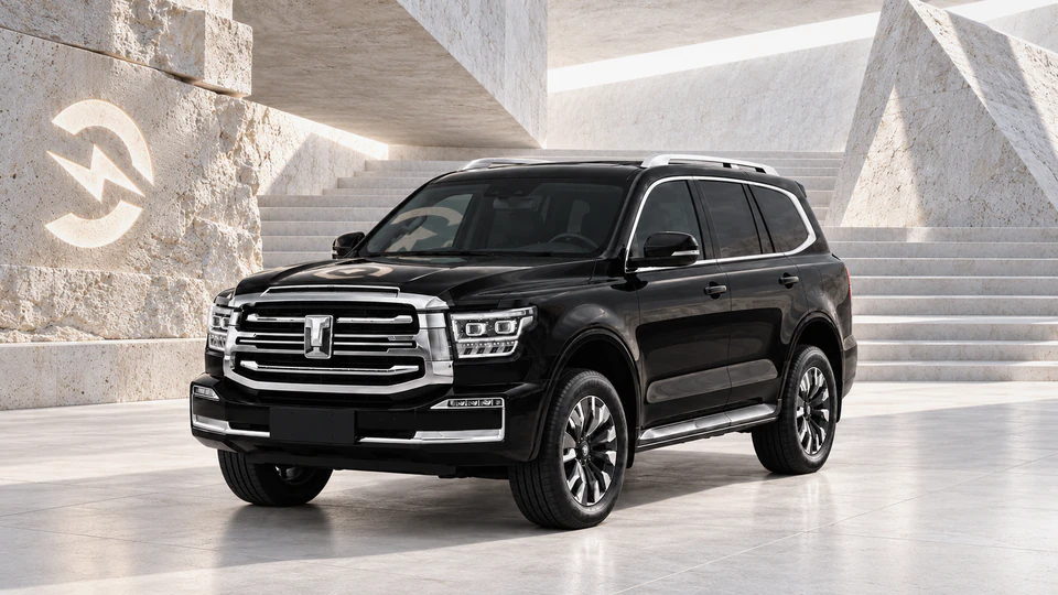 Tank 500 Hi4-T PHEV, вид спереди в три четверти, в студии Электроатласа